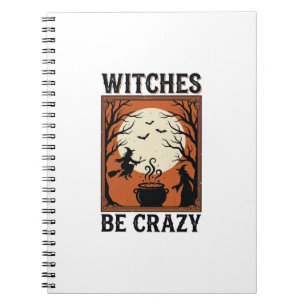 Witches Be Crazy Vintage Halloween Shirt Design (2 Notebook