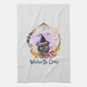 Witches Be Crazy – Witch Black Cat Kitchen Towel