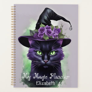 Witches Black Cat Purple Flower Magic Planner