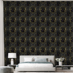 Witches Black Cat Victorian Pattern Wallpaper