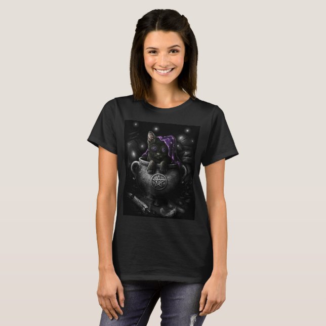 Witches Black Kitten T-Shirt (Front Full)
