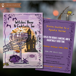 Witches Brew and Cocktails Too Halloween Invitation