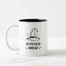 Witches Brew Black and White Witch Hat Halloween