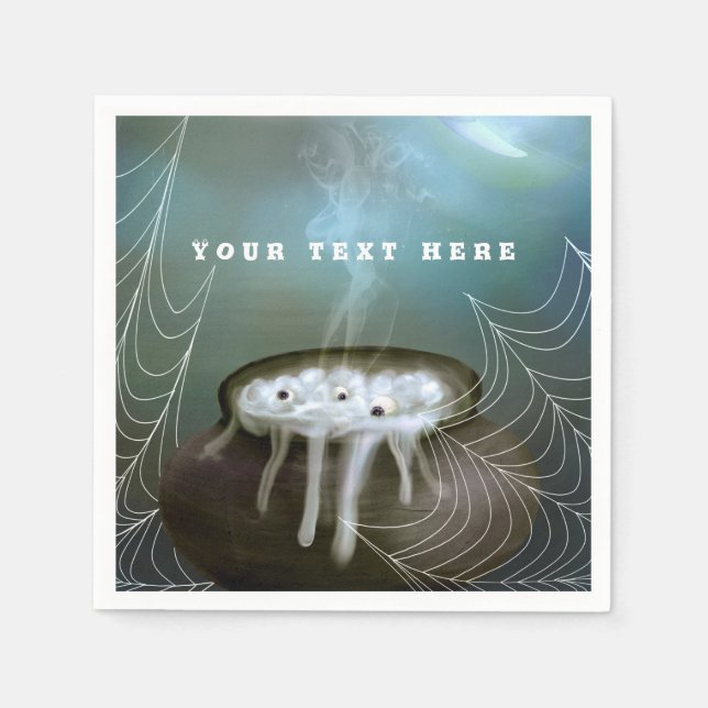 Witches Brew Ghostly Halloween Party Cauldron Napkin (Front)