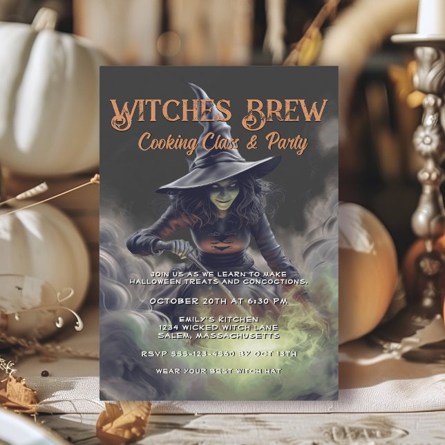 Witches Brew Halloween Cooking Class and Party Invitation (Available in both printed and instant download digital formats.)