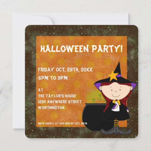 Witches Brew Kid's Halloween Party Invitation 5 (Front)