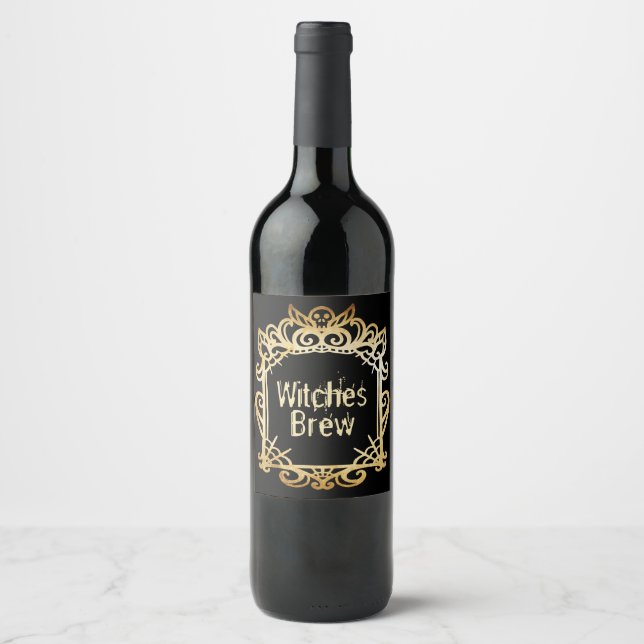 Witches Brew | Spooky Skull Decorative Halloween Wine Label (Front)