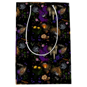 Witches Brew Tea and Cottagecore Pattern  Medium Gift Bag