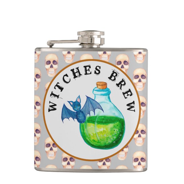 Witches Brew Vinyl Wrapped Flask (Front)