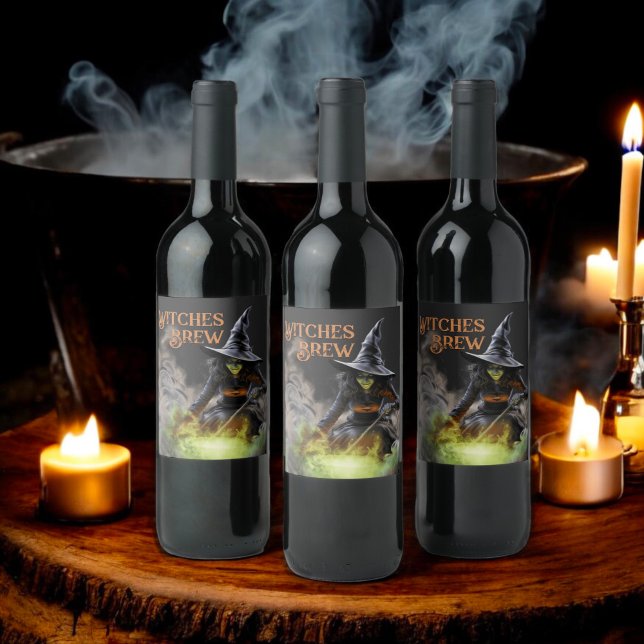 Witches Brew Wicked Witch Halloween Party Wine Label (Creator Uploaded)