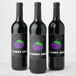 Witches Brew Wine Lable, Halloween Party Gift Label