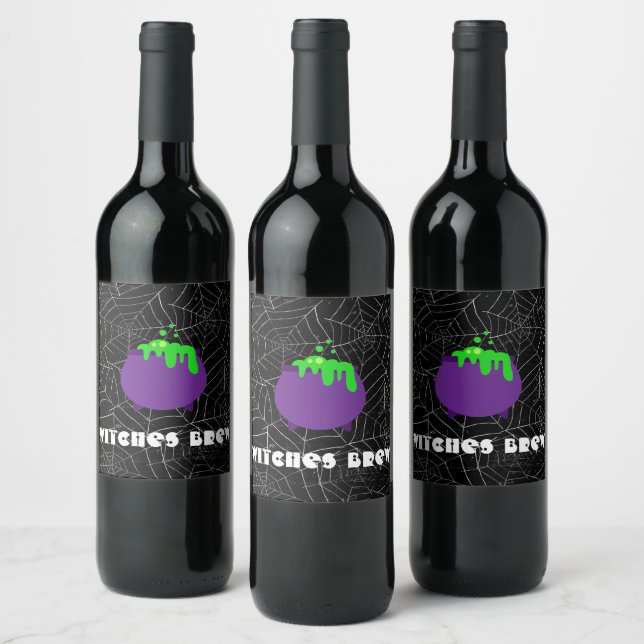 Witches Brew Wine Lable, Halloween Party Gift Label (Bottles)