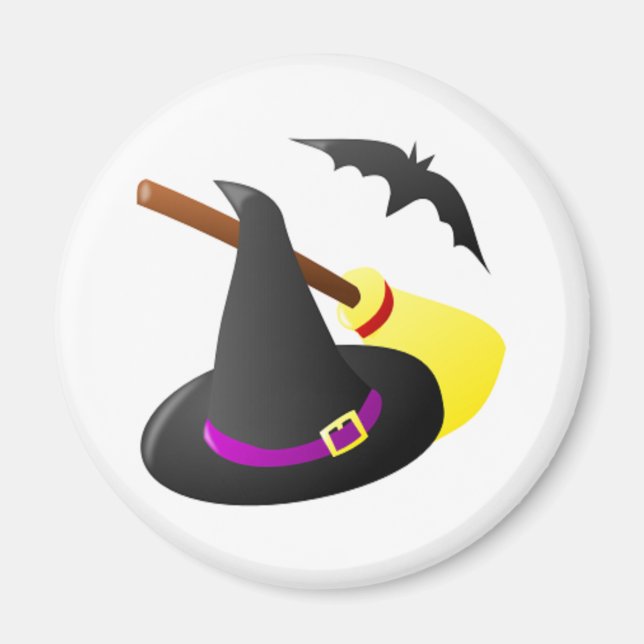 Witches Broom And Hat Magnet (Front)
