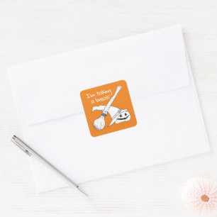 Witches Broom Halloween Square Sticker