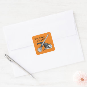Witches Broom Halloween Square Sticker