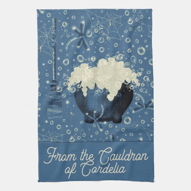 Witches Cauldron Blue  Kitchen Towel (Vertical)