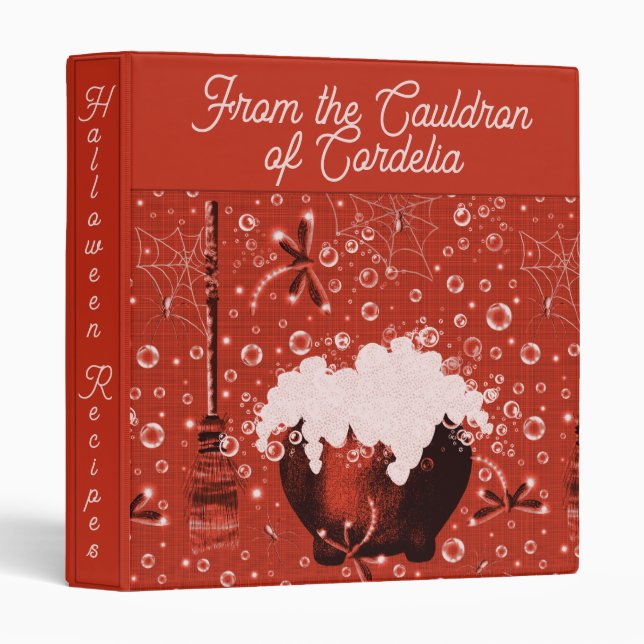 Witches Cauldron Red Recipe  3 Ring Binder (Front/Spine)