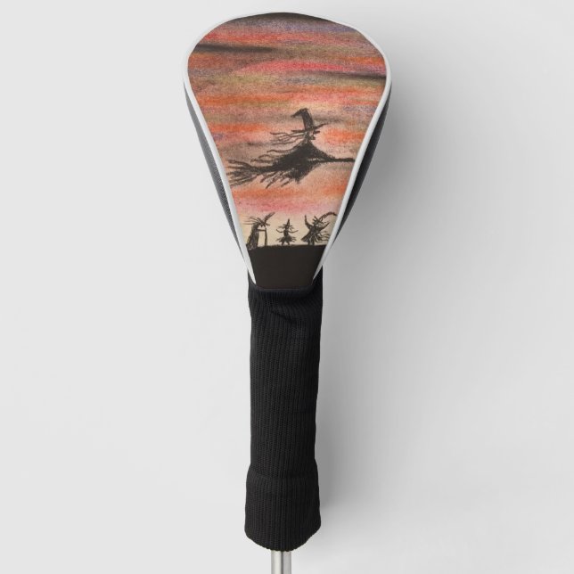 Witches Celebrate a Full Moon During Halloween Golf Head Cover (Front)