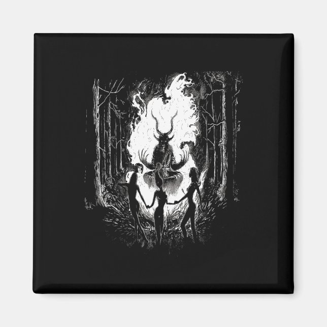 Witches Dancing With Baphomet Occult Witch Gothic  Magnet (Front)
