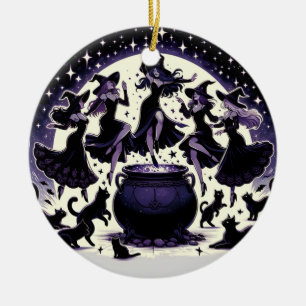 Witches Dans: Enchanted Forest Gathering Ceramic Ornament