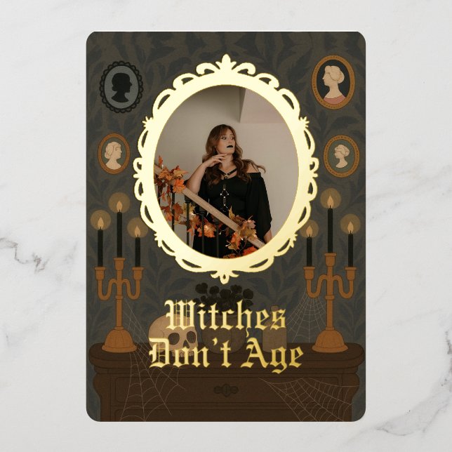 Witches dont age customized photo birthday card (Front)