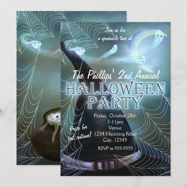 Witches Ghostly Night Halloween Party Invitations (Front/Back)