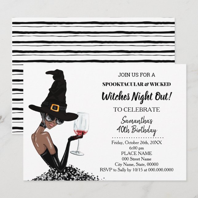Witches Girls Night Out Halloween Birthday Party Invitation (Front/Back)