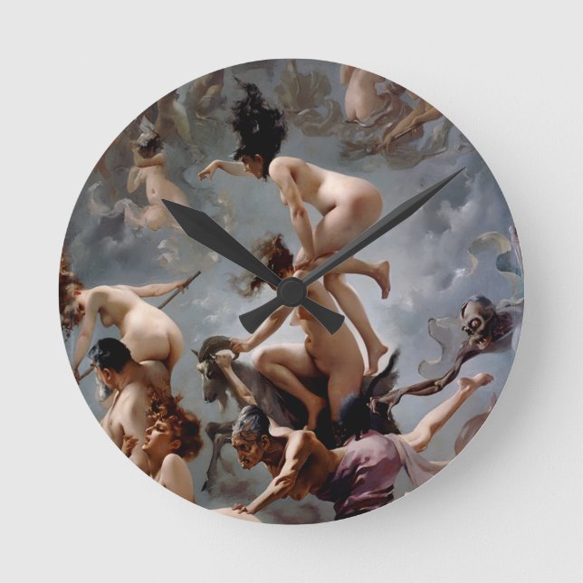 Witches Going to The Sabbath - Luis Ricardo Falero Round Clock (Front)