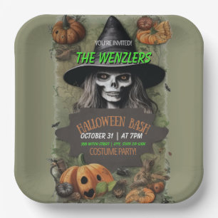 Witches Halloween Bash Costume Party Paper Plate