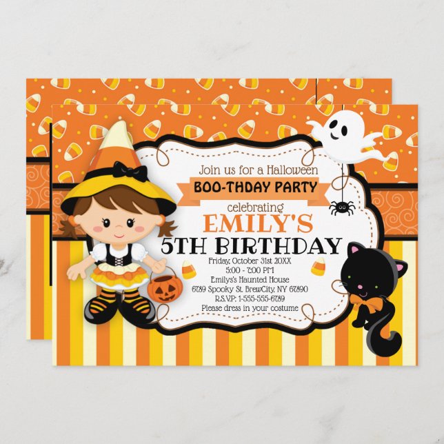 Witches Halloween Birthday Party Invitation (Front/Back)