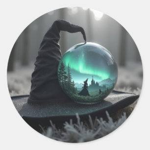 Witches hat and Crystal ball Classic Round Sticker