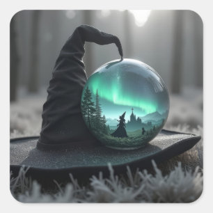 Witches hat and Crystal ball Square Sticker