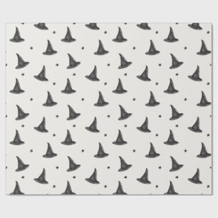 Witches hat and star pattern wrapping paper