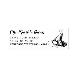 Witches Hat Custom Name Return Address Self-inking Stamp