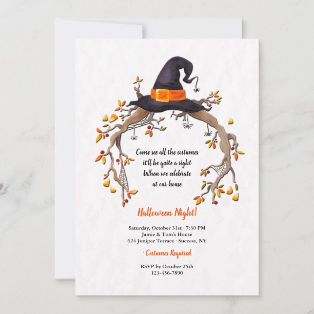 Witches Hat Halloween Party Invitation (Front)