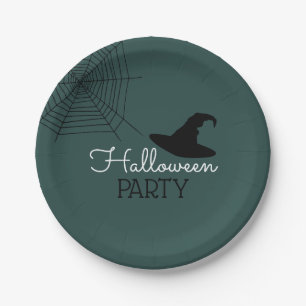 Witches Hat & Web, Halloween Party Paper Plate