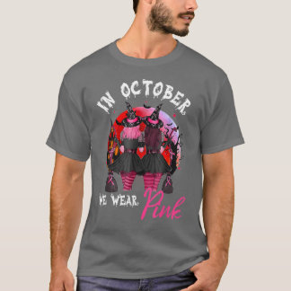 Witches In October We Wear Pink Autumn Fall Breast T-Shirt