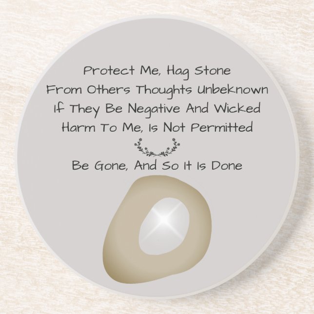 Witches Magic Hag Stone Protection Spell Grey Coaster (Front)