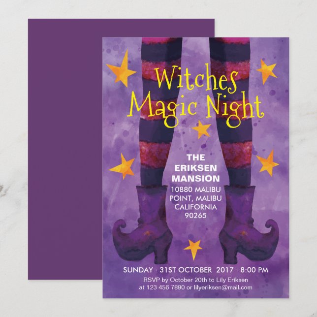 Witches Magic Night Halloween Party Invitation (Front/Back)