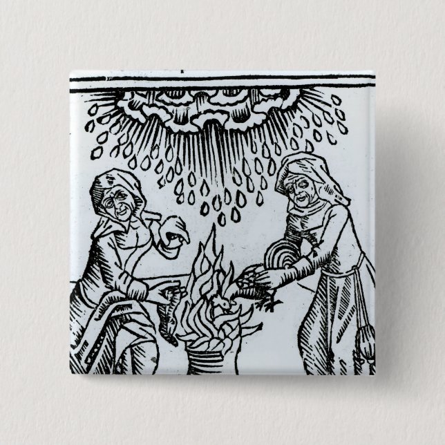Witches Making a Spell, 1489 2 Inch Square Button (Front)