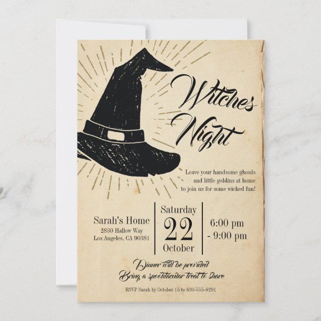 Witches Night Girls Night Out Halloween Party Invitation (Front)