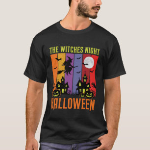Witches Night Halloween Haunted House Vector T-Shirt