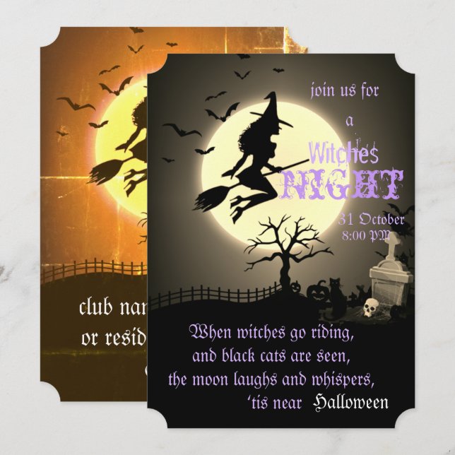 Witches Night, Halloween Invitation (Front/Back)