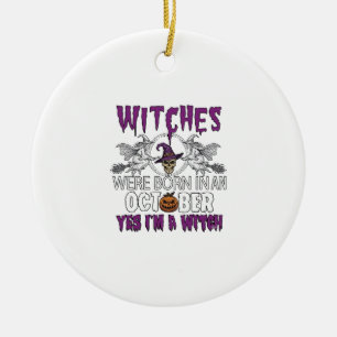 Witches October Halloween Skull Witch Hat Pumpkin_ Ceramic Ornament