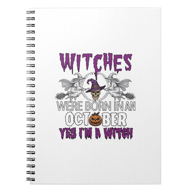 Witches October Halloween Skull Witch Hat Pumpkin_ Notebook (Front)