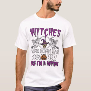 Witches October Halloween Skull Witch Hat Pumpkin_ T-Shirt