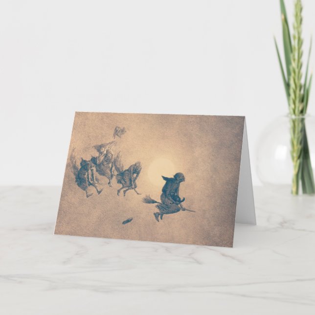 Witches on Brooms Card (Front)