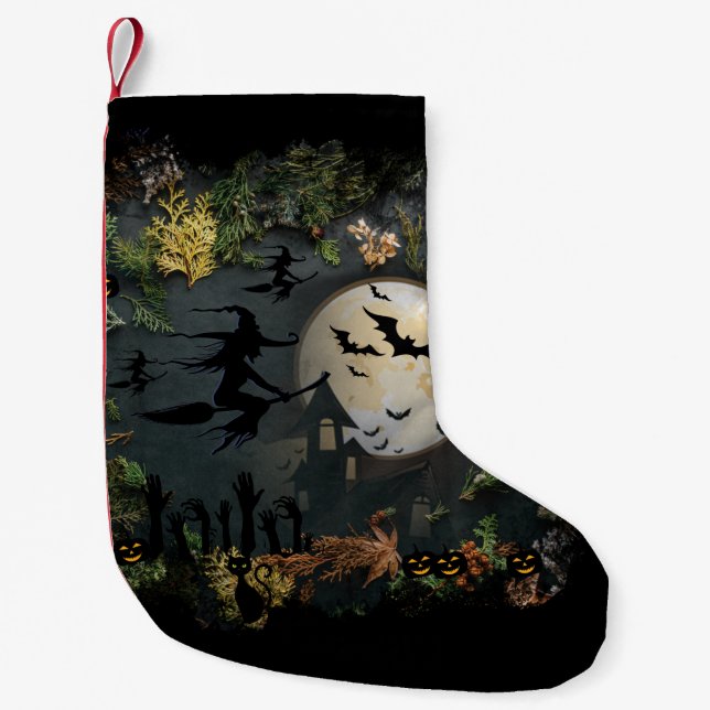Witches Party Night Small Christmas Stocking (Front)