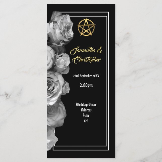 Witches pentacle wedding program (Front)