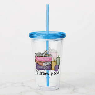 Witches Please – Stack of Witchy Books Acrylic Tumbler